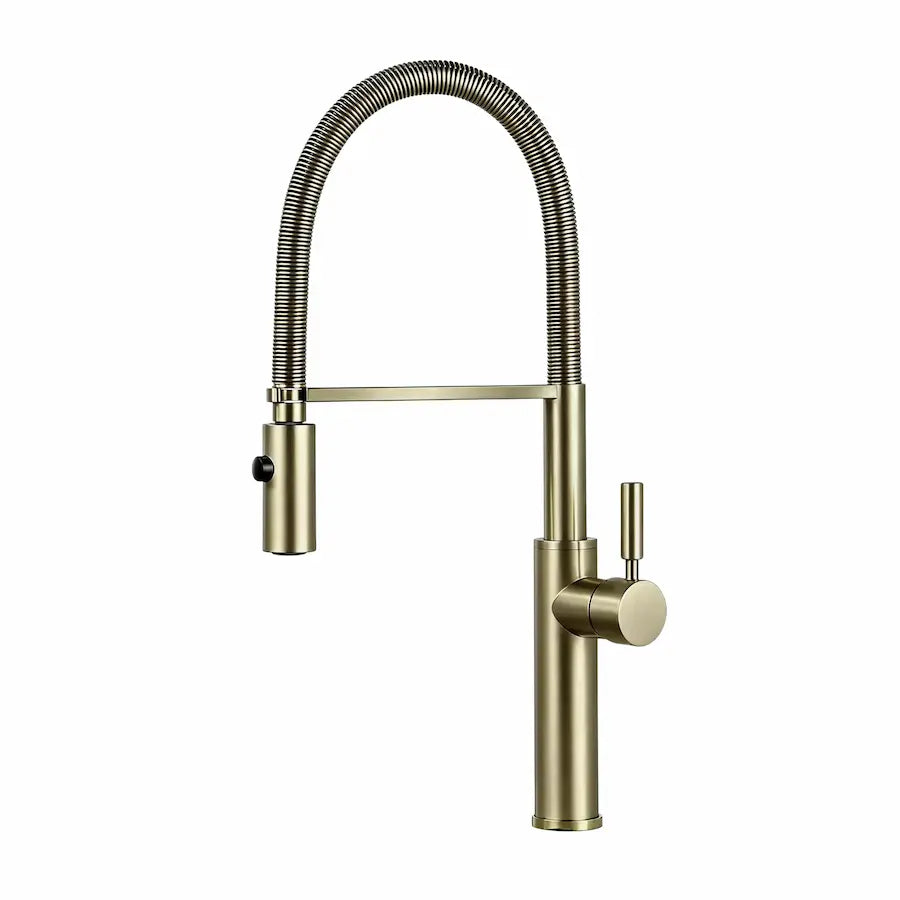 Robinet de Cuisine avec Douchette en Laiton Design Contemporain couleur or