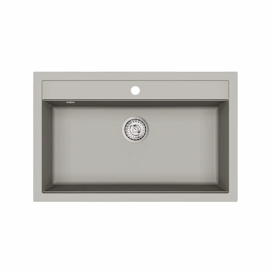 Évier de Cuisine en Granit Composite avec Bac Large couleur gris clair