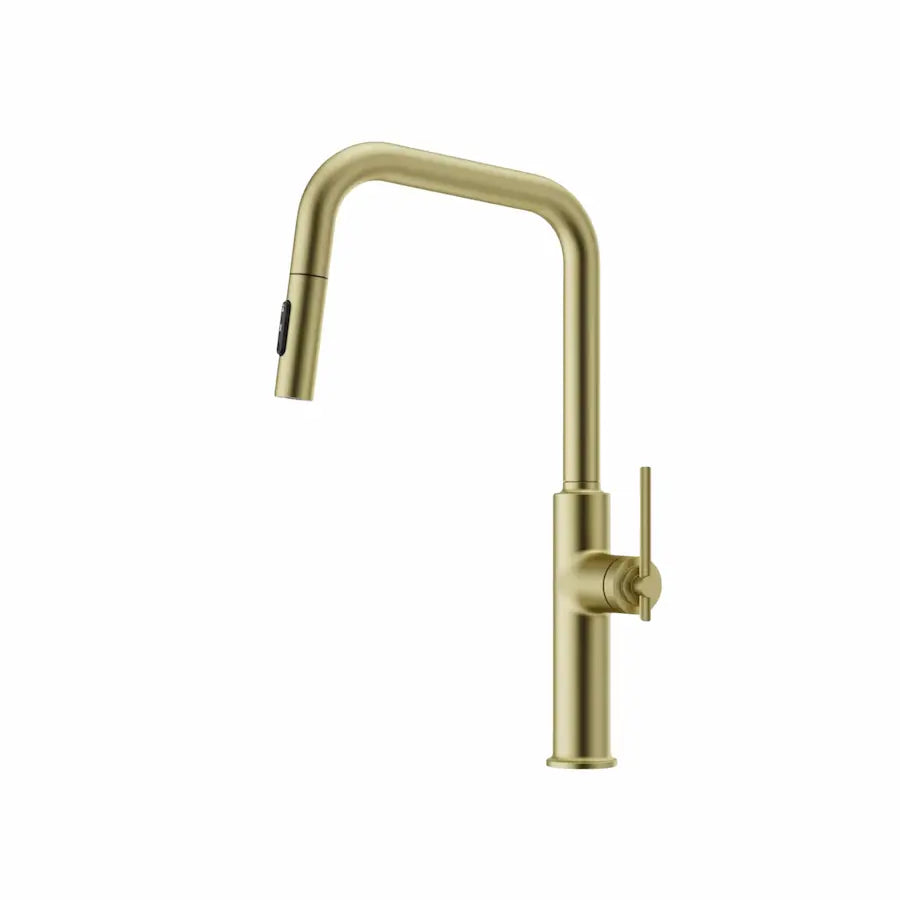 Robinet de Cuisine avec Douchette au Design Contemporain couleur or