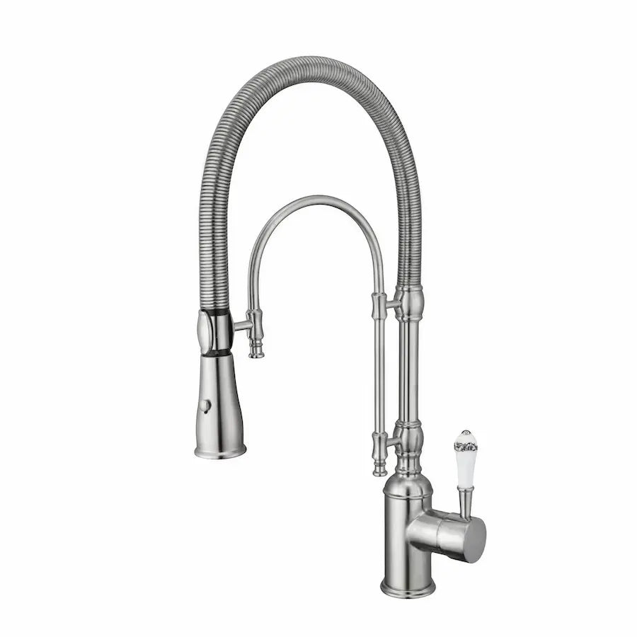 Robinet de Cuisine avec Douchette au Style Vintage couleur nickel