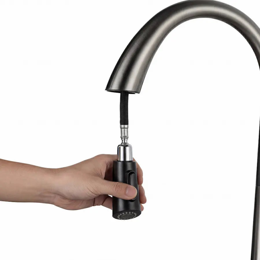 détails douchette Robinet de Cuisine en Inox couleur gris